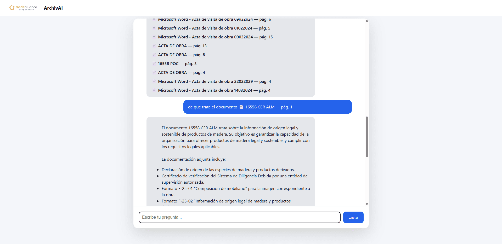 ArchivIA Chatbot — TradeAlliance